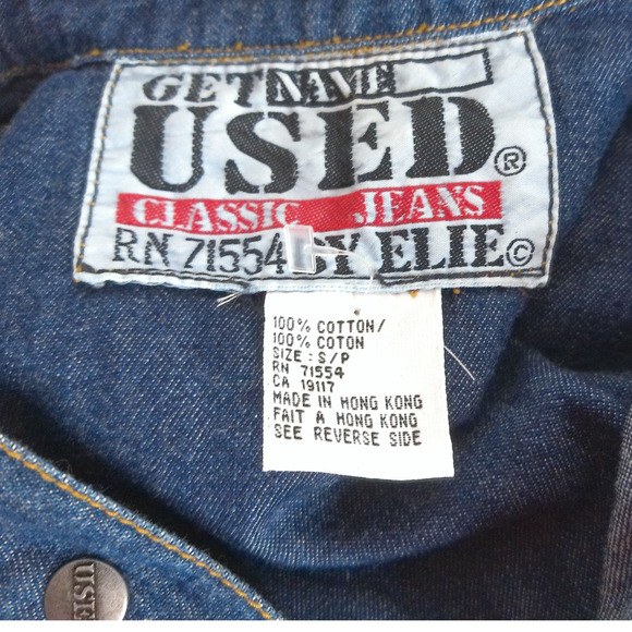 Vintage Get Used Classic Jeans By Elie Denim Snap Button Shirt Size Large New - Picture 4 of 6